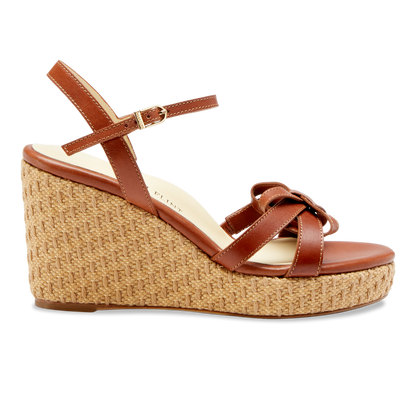 Mirjana Wedge 80 in Saddle Vacchetta & Raffia