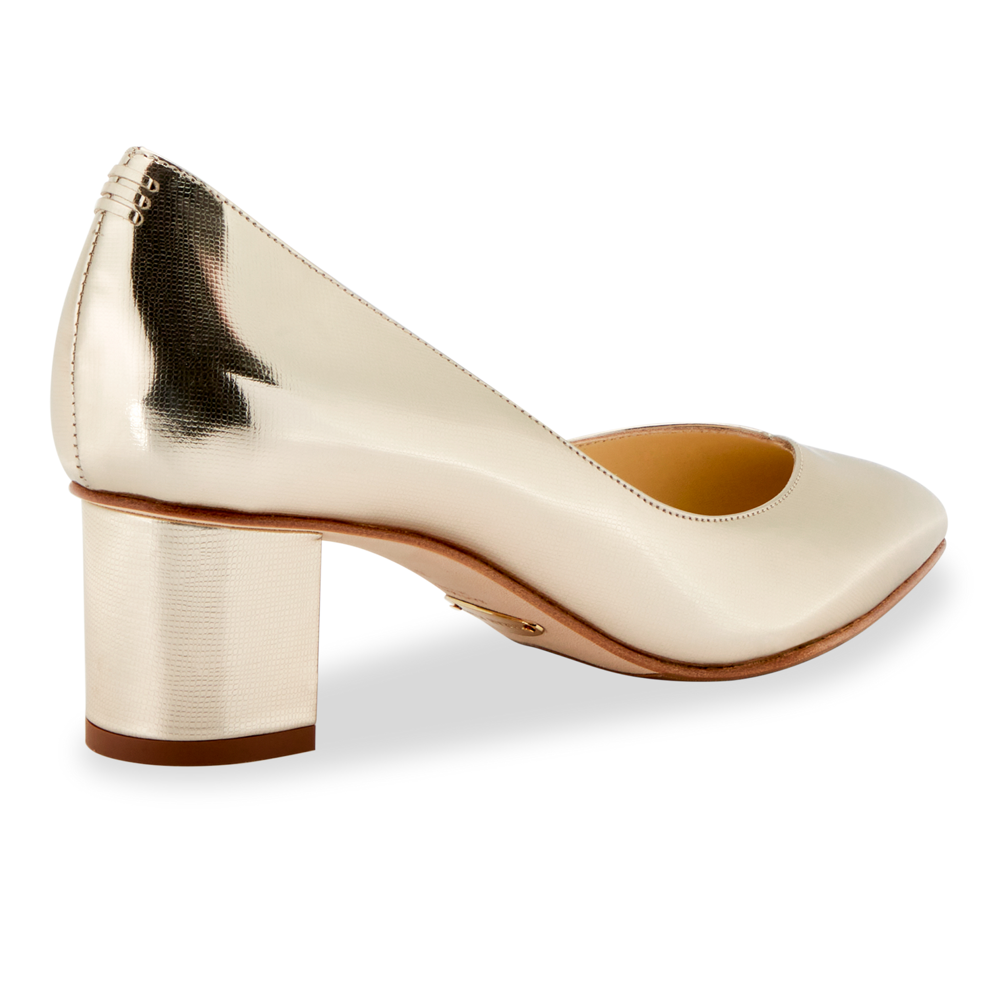 50mm Italian Made Pointed Toe Perfect Emma Pump in Gold Saffiano