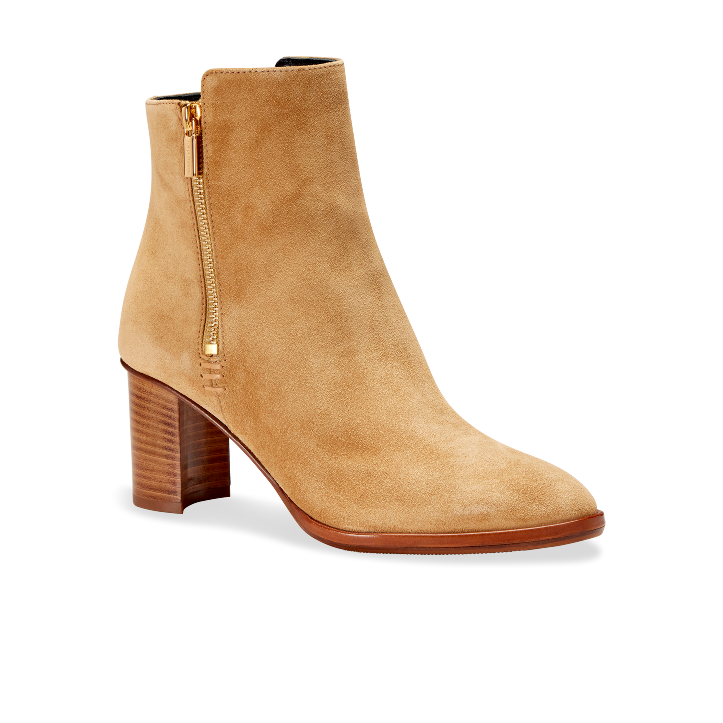 70mm Italian Made Perfect Zip Bootie in Camel Crosta