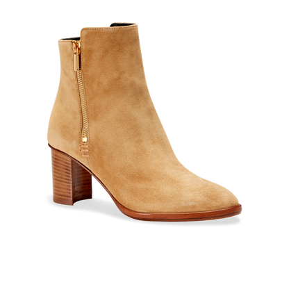 70mm Italian Made Perfect Zip Bootie in Camel Crosta