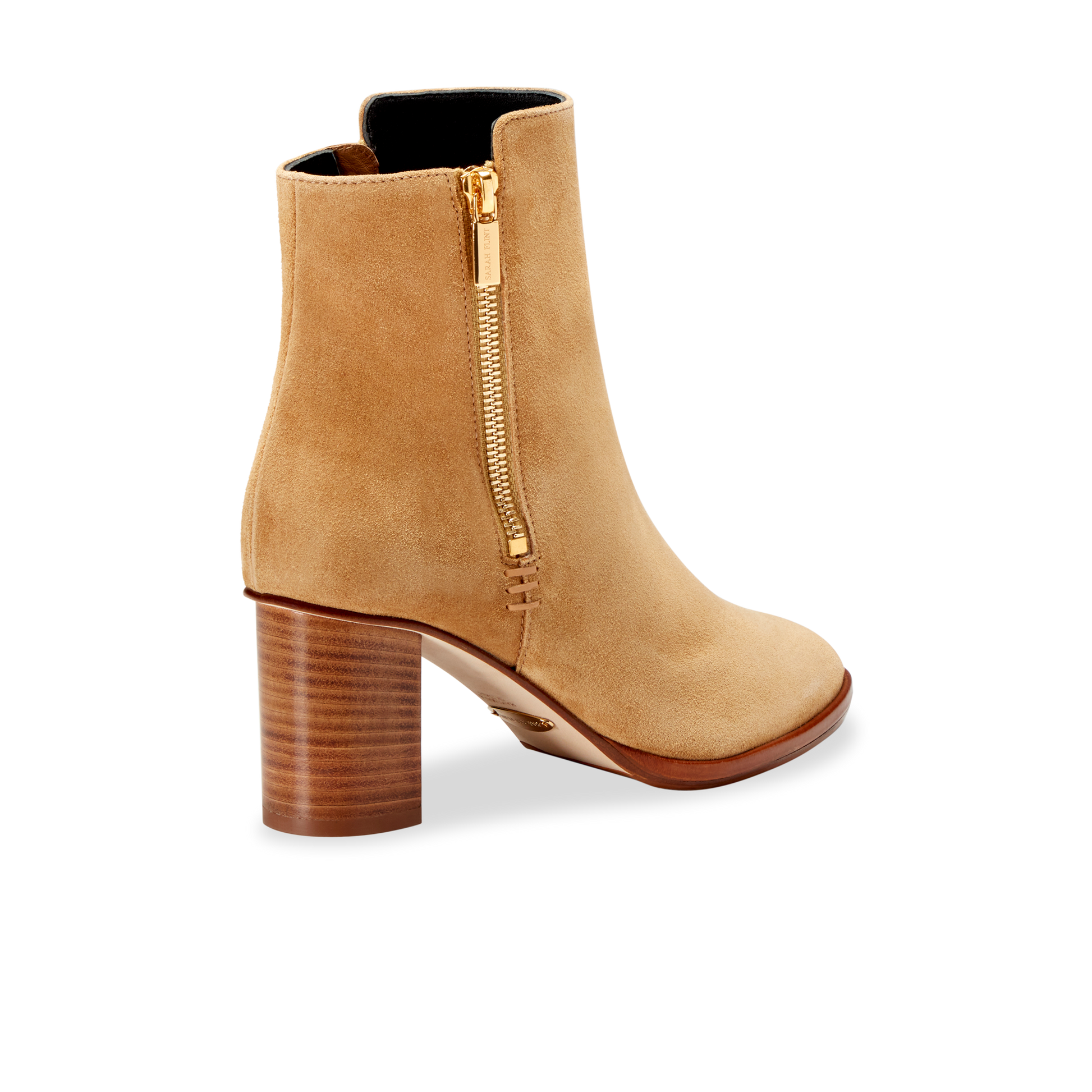 70mm Italian Made Perfect Zip Bootie in Camel Crosta