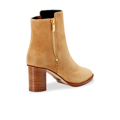 70mm Italian Made Perfect Zip Bootie in Camel Crosta