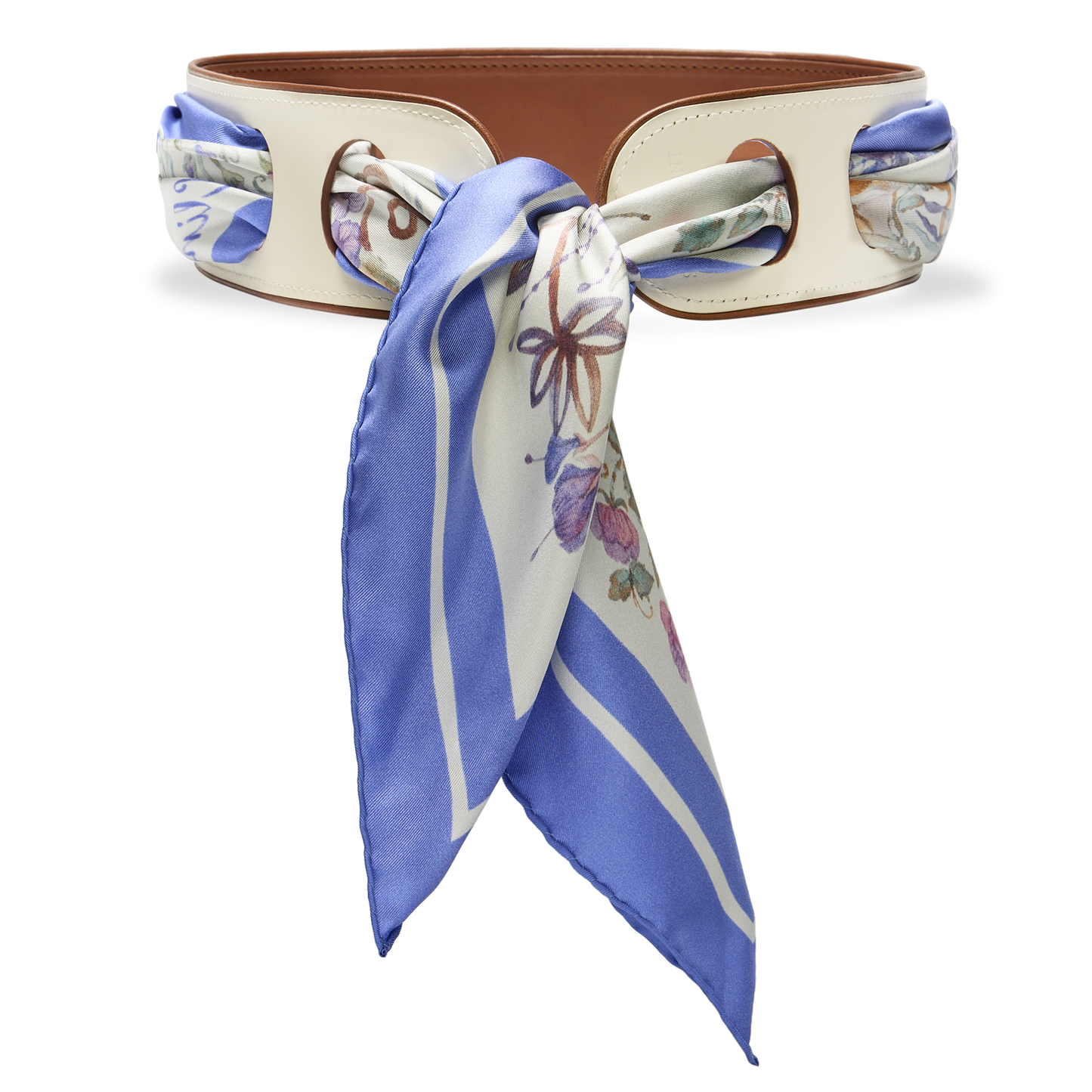 Reversible Scarf Waist Belt in Cream & Saddle Calf