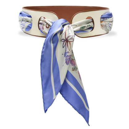 Reversible Scarf Waist Belt in Cream & Saddle Calf