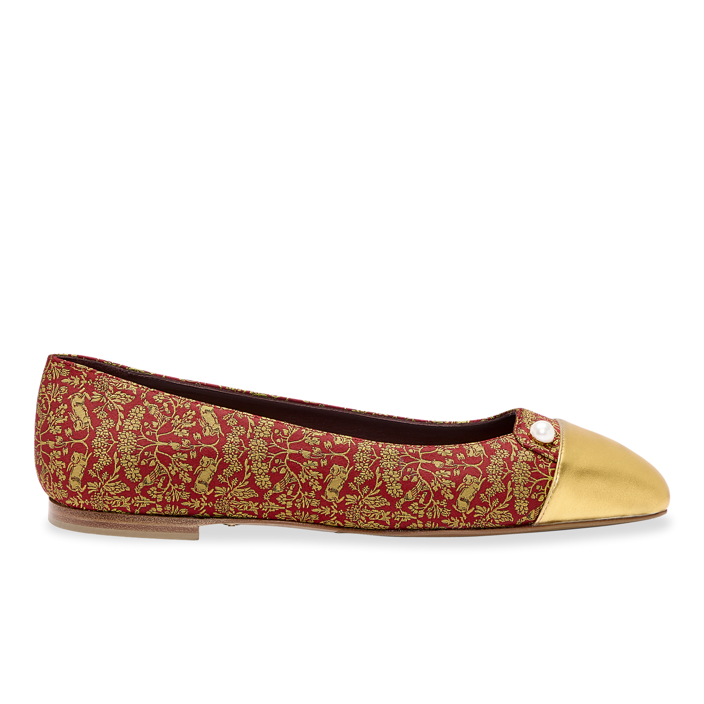 Sacchetto Ballet Flat in Bright Red Rabbit Jacquard
