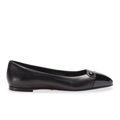 10mm Italian Made Sacchetto Ballet Flat Squared Toe Flat in Black Nappa