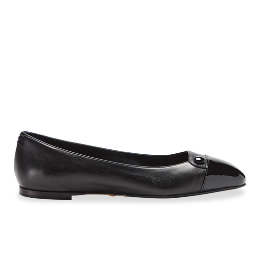 10mm Italian Made Sacchetto Ballet Flat Squared Toe Flat in Black Nappa