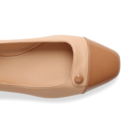 10mm Italian Made Sacchetto Ballet Flat Squared Toe Flat in Sand Nappa