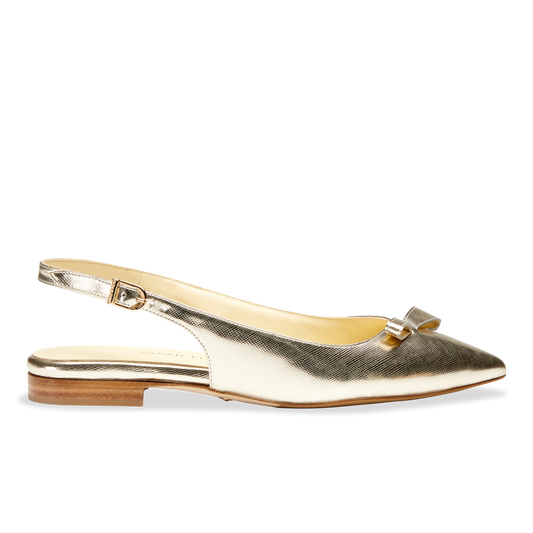 Handcrafted Sling-Back Ballet Flat in Gold Staffiano