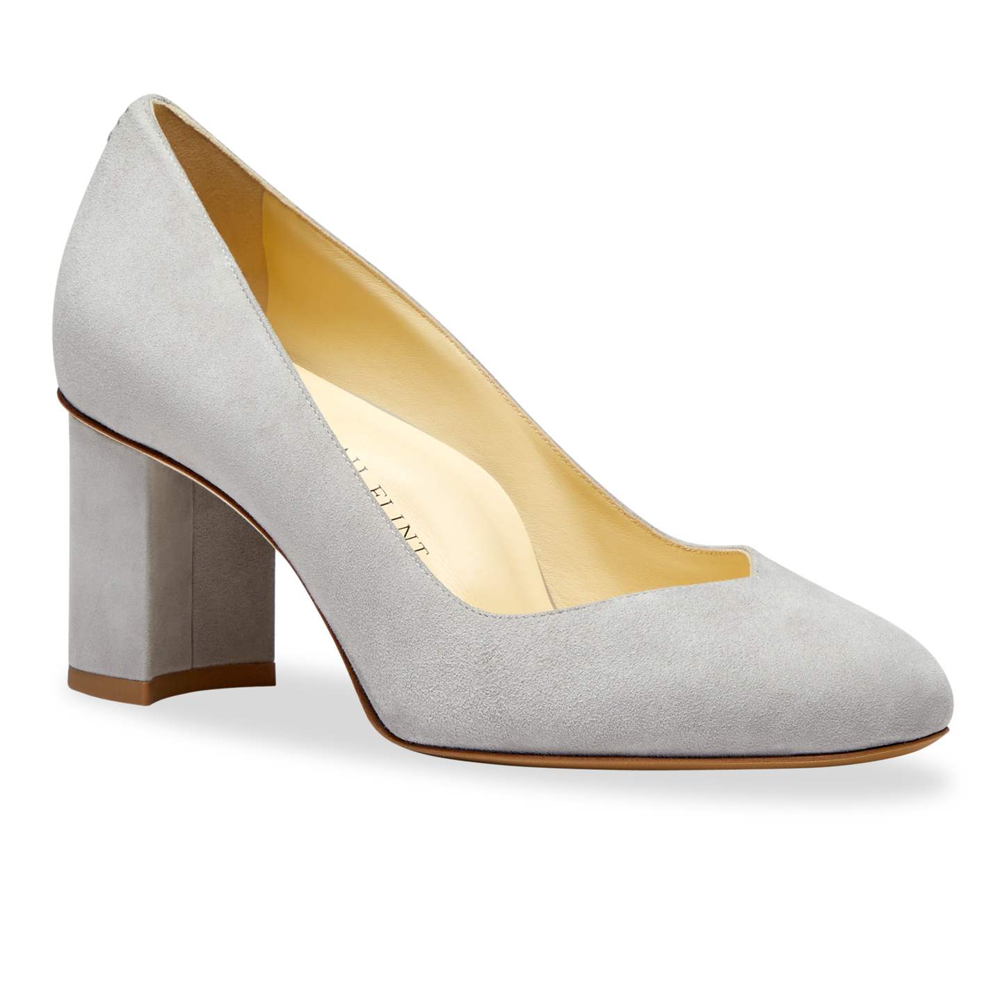 Perfect Round Toe Pump in Light Gray Suede Handcrafted in Italy