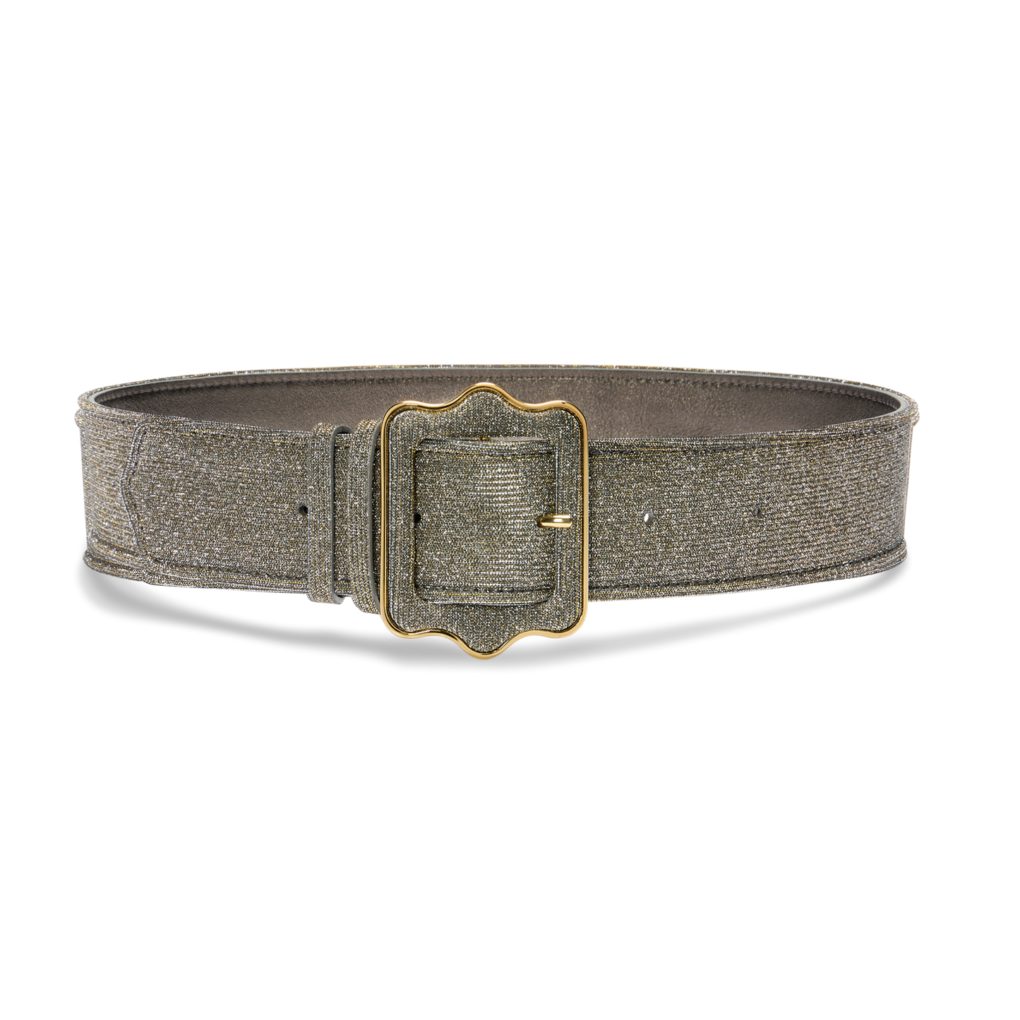 Vienna Waist Belt in Gunmetal Lame