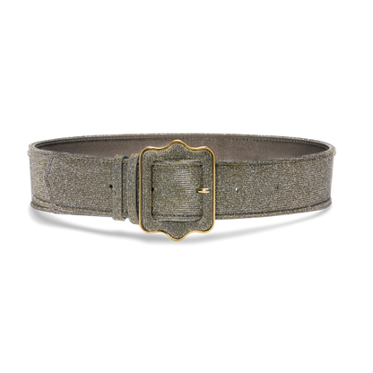 Vienna Waist Belt in Gunmetal Lame