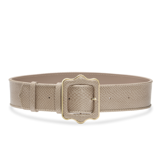 Vienna Waist Belt in Latte Embossed Calf