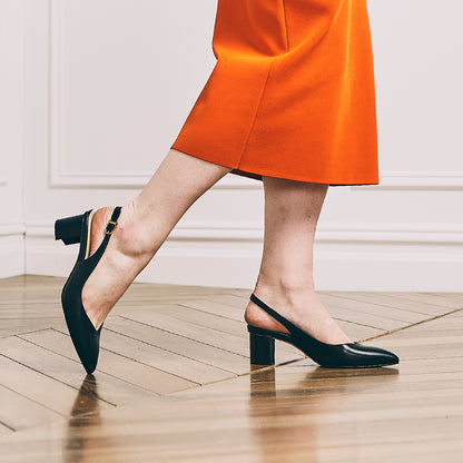 50mm Italian Made Emma Slingback Pump in Black Calf